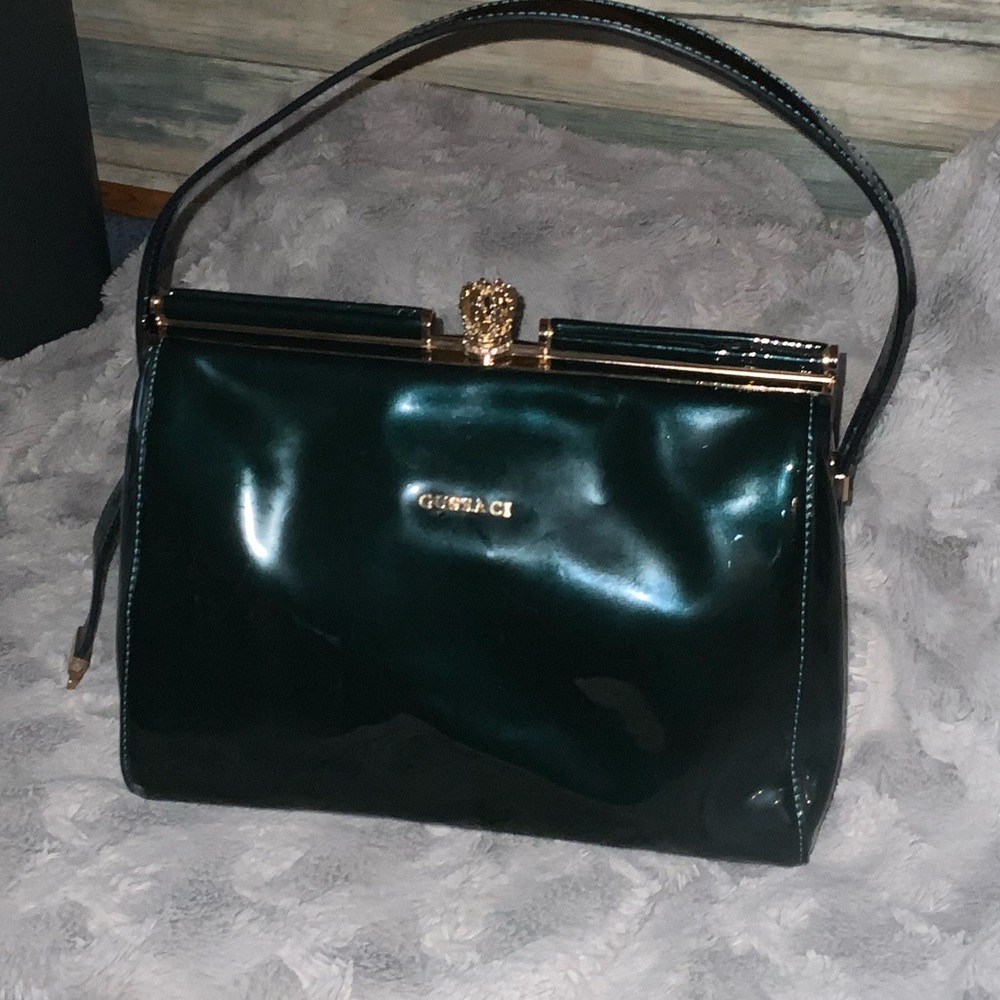 Dark Green Patent Leather Shoulder Bag